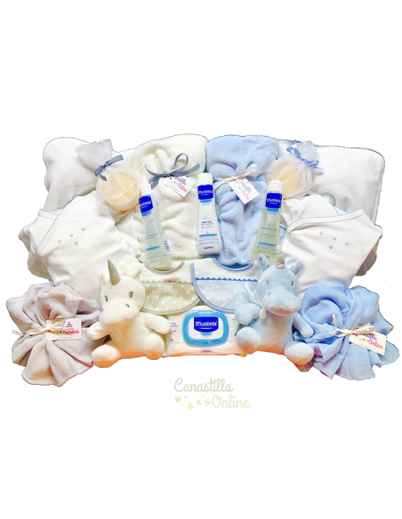 Canastilla Super Duo con todo para bebes gemelos canastillaonline.com