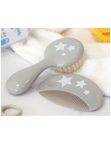 Cepillo y peine Gris Estrellas