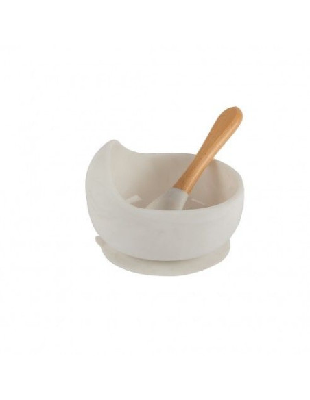 Bol de silicona con cuchara de madera personalizado