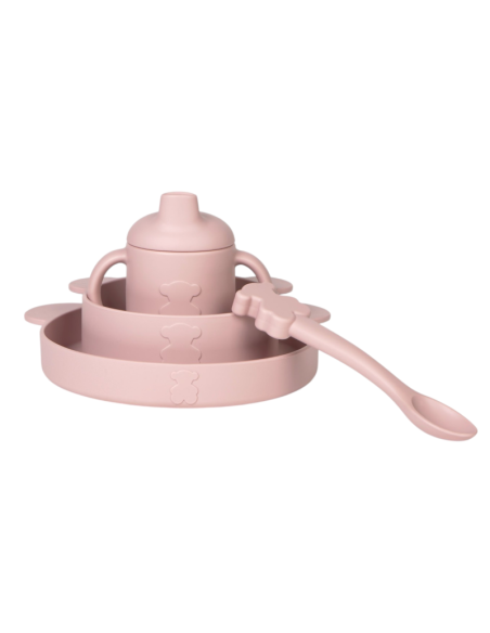 Vajilla de 4 piezas de silicona Zoe rosa