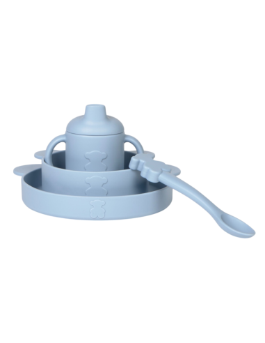 Vajilla de 4 piezas de silicona Zoe azul