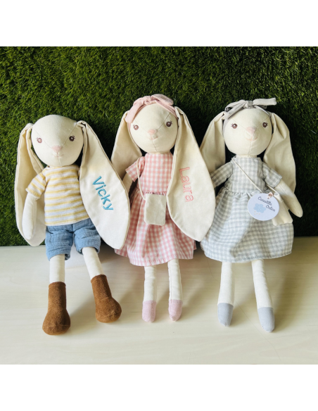 Muñeca de trapo Conejita Gris Personalizada