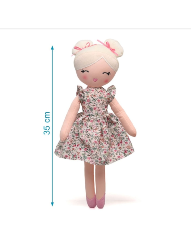 Muñeca de trapo Rubia con vestido de flores