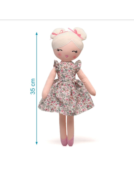 Muñeca de trapo Rubia con vestido de flores