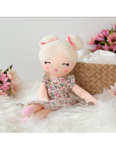 Muñeca de trapo Rubia con vestido de flores