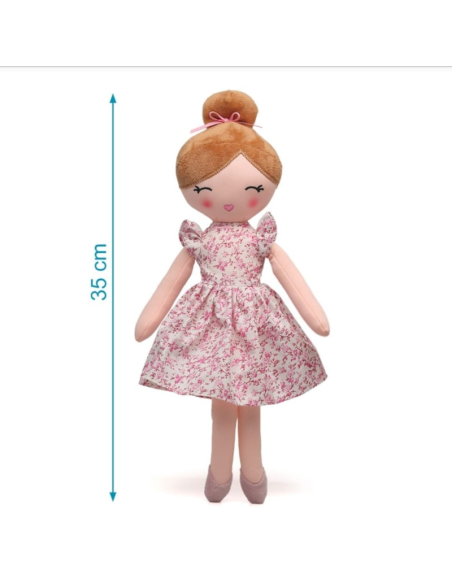 Muñeca de trapo Castaña con vestido