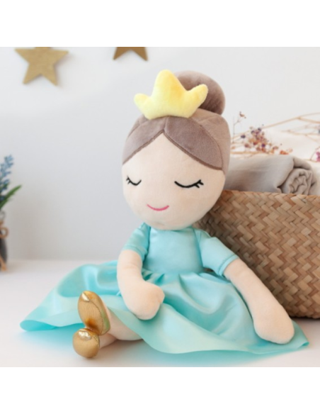 Muñeca de trapo Princesa vestido turquesa